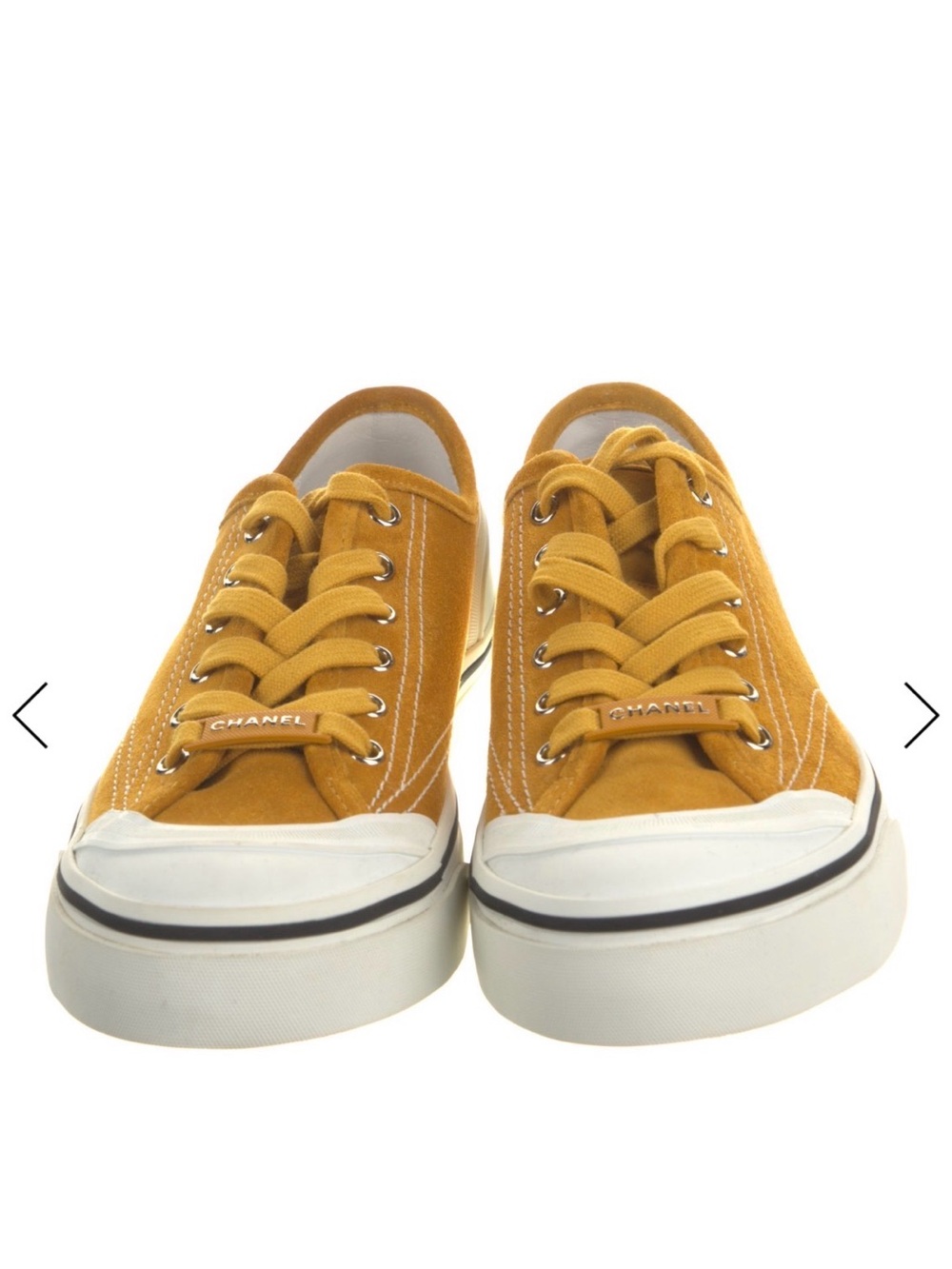 Chanel Interlocking CC Logo Sneakers Yellow Suede Size 8 UK 39